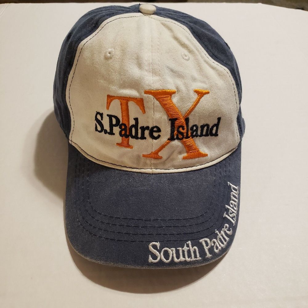 South Padre Island‎ Texas Cap Hat Adult Adjustable White Cotton